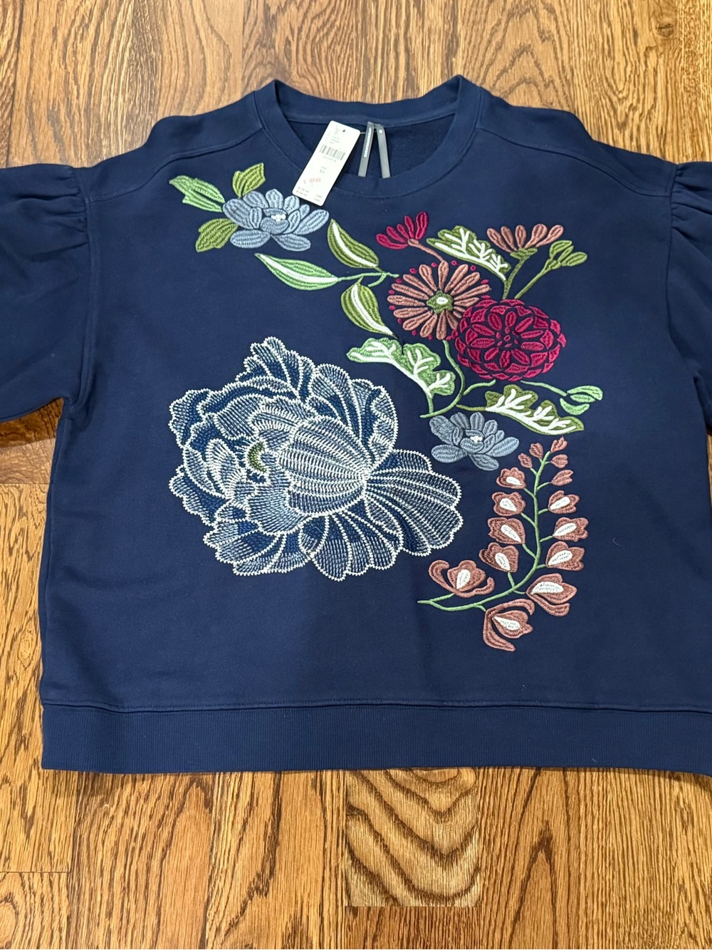 Anthropologie Floral Embroidered Sweatshirt